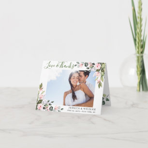Carte De Remerciements Photo simple Eucalyptus Blush Rose Roses