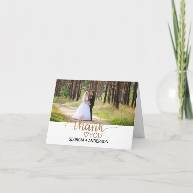 Carte de remerciements photo simple Gold Calligrap (Devant)
