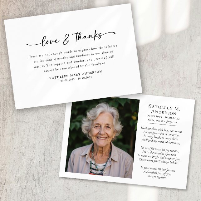 Carte De Remerciements Photo Simple Script Funeral (Créateur téléchargé)