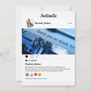 Carte De Remerciements Photo Social Media Bat mitzvah ou Bar Mitzvah