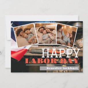 Carte De Remerciements Photo Solidarité Fête du Travail Rouge Blanc & Ble