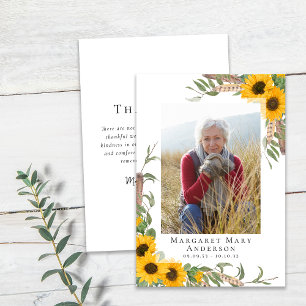 Carte De Remerciements Photo Sympathy Sunflower Funeral