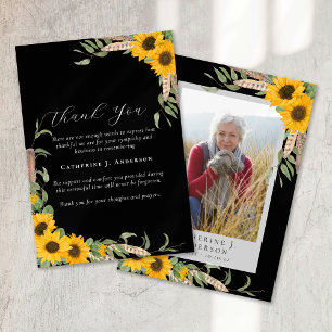 Carte De Remerciements Photo Sympathy Sunflower Funeral