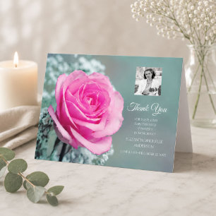 Carte De Remerciements Photo Sympathy Thank You Elegant Pink Rose