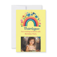 Photo Thankyou Card Cute Rainbow Design
