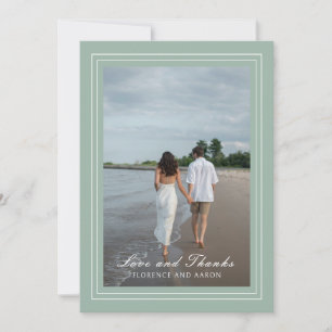 Carte De Remerciements Photo traditionnelle Sage Green Mariage intemporel