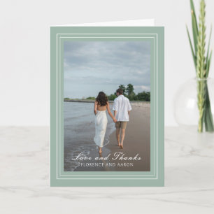 Carte De Remerciements Photo traditionnelle Sage Green Mariage intemporel