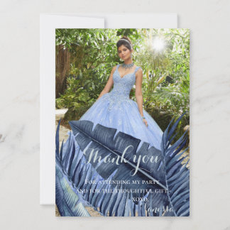 Carte De Remerciements Photo tropicale bleue de feuillage