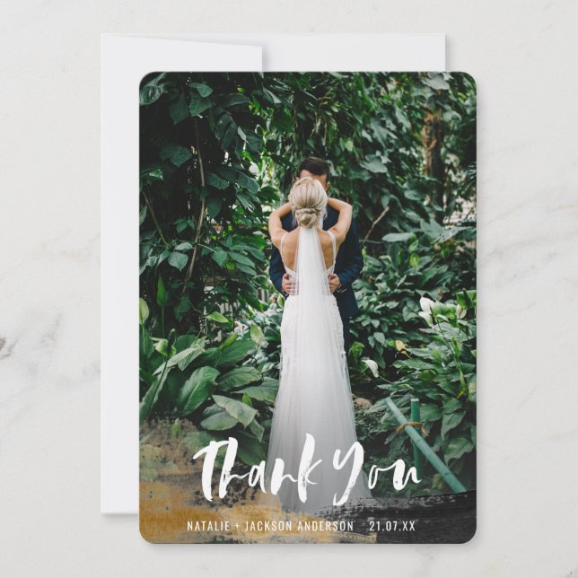 Carte de remerciements photo tropicale peinte (Devant)