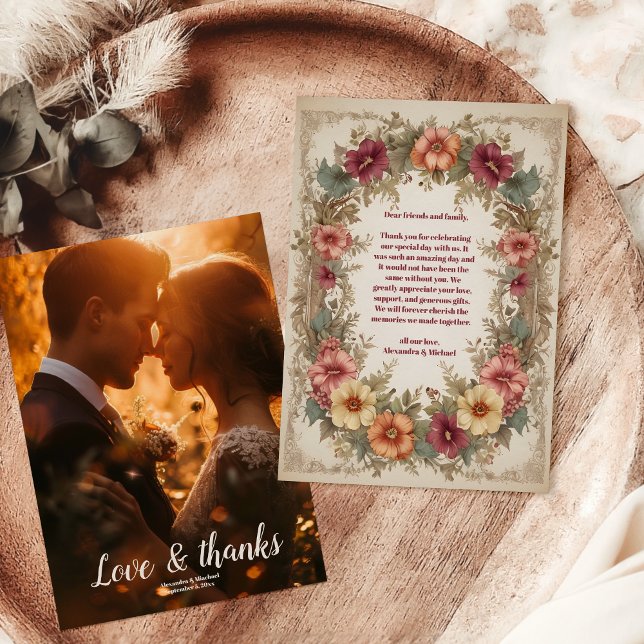 Carte De Remerciements Photo Victorian Ornate Floral Frame Mariage (Créateur téléchargé)