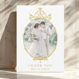 Carte De Remerciements Photo Vintage Mariage  Gold