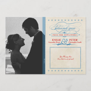 Carte de remerciements photo vintage rouge, blanc