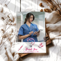 Photo Watercolor Pink Nursing School Graduate
