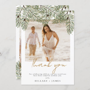 Carte de remerciements photo Whimsical Green Pine