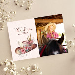 Carte De Remerciements Photo Wild West Cowgirl Pays Occident Anniversaire<br><div class="desc">Express votre gratitude, style cowgirl, avec notre Photo Wild West Cowgirl Country Western Birthday Carte de remerciements. Ce n'est pas seulement une carte, c'est votre façon de remercier vos invités à la manière occidentale. Que vous envoyiez des remerciements pour des cadeaux, de la présence ou des voeux, cette carte ajoute...</div>