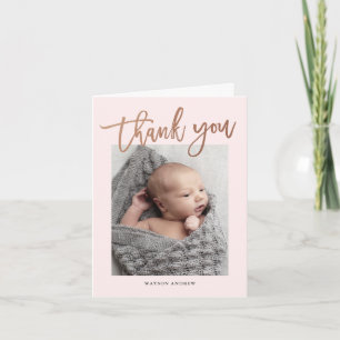 Carte De Remerciements Photographie de calligraphie moderne pour bébé