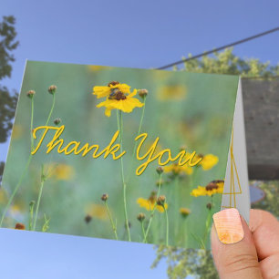 Carte De Remerciements Photographie de fleur sauvage jaune géométrique pe