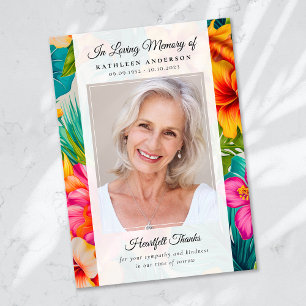 Carte De Remerciements Photographie de la fleur tropicale mémorial funéra