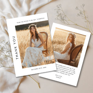 Carte De Remerciements Photographie de mariage champêtre avec typographie