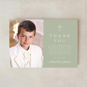 Carte De Remerciements Photographie de première communion de garçon à la