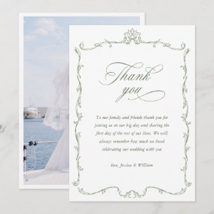 Carte De Remerciements Photographie du Mariage vert de l'Orné victorien