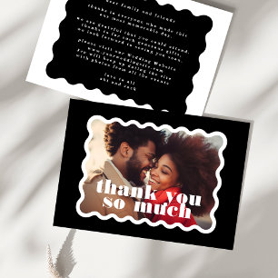 Carte De Remerciements Photographie moderne Gras frisé noir blanc