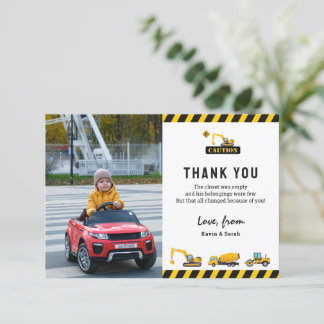 Carte De Remerciements Photos de camions de construction mignons pour ann