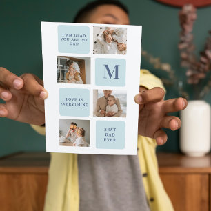 Carte De Remerciements Photos de Collage moderne Bleu Meilleurs Pères Cad