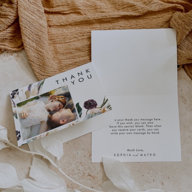 Carte De Remerciements Photos florales blanches pliées (Créateur téléchargé)