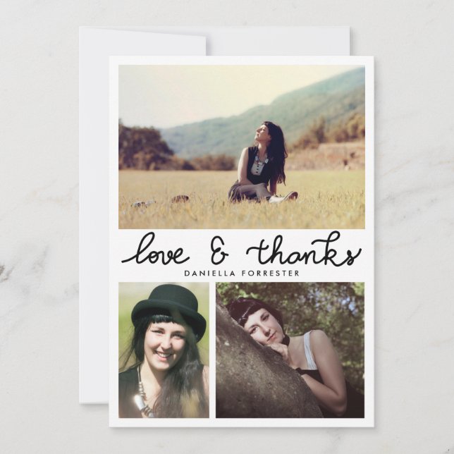 Carte De Remerciements Photos licenciées mignonnes du manuscrit trois (Devant)