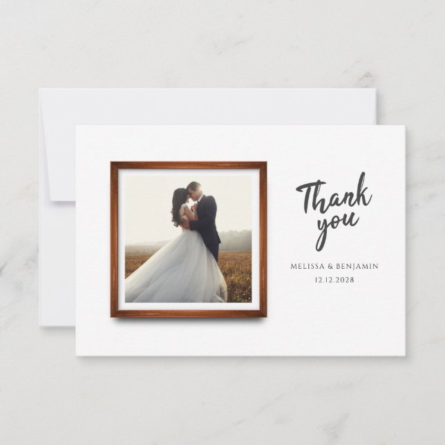 Carte De Remerciements Photos Mariage de script moderne (Devant)