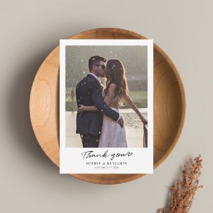 Carte De Remerciements Photos Mariages modernes à lettres mains