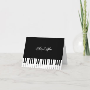 Carte De Remerciements Piano Clavier Élégant Musicien Personnalisé