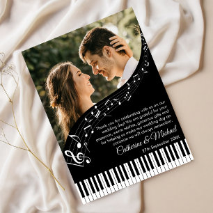 Carte De Remerciements Piano Keys Musique Black & White Photo Mariage