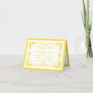 Carte De Remerciements Picado Papel jaune et blanc Baby boy Douche