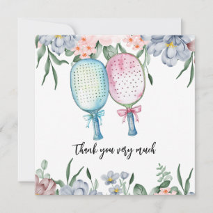 Carte De Remerciements Pickleball avec aquarelle Flower