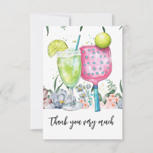 Carte De Remerciements Pickleball avec aquarelle Flower