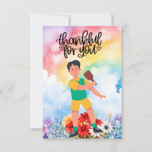 Carte De Remerciements Pickleball avec fleurs