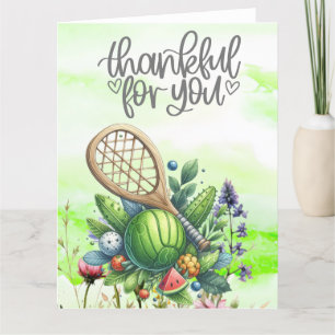 Carte De Remerciements Pickleball avec fleurs