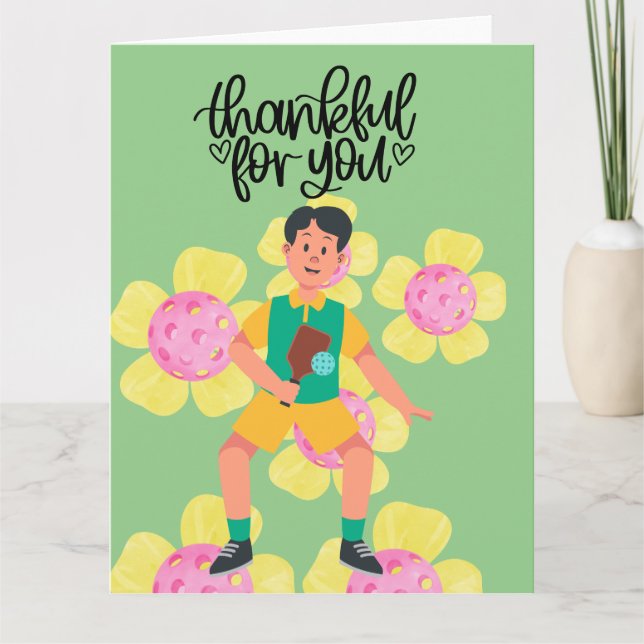 Carte De Remerciements Pickleball avec fleurs (Devant)