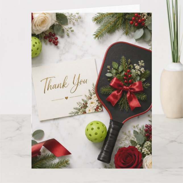 Carte De Remerciements Pickleball thème de Noël  (Devant)