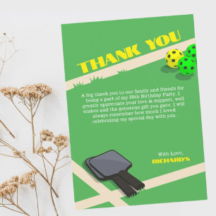 Carte De Remerciements Pickleball Thème Sport Diner Anniversaire Fête