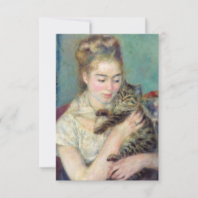 Carte De Remerciements Pierre-Auguste Renoir - Femme avec chat (Devant)