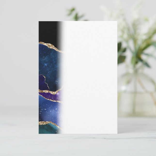 Carte De Remerciements Pierre d'Agate Marbrée Galaxie Étincelante Étoiles (Debout devant)