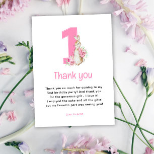 Carte De Remerciements Pierre Lapin   Premier Anniversaire