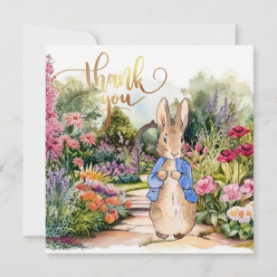 Carte De Remerciements Pierre le lapin dans son jardin