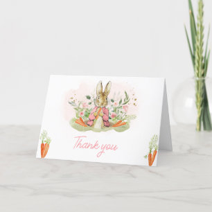 Carte De Remerciements Pierre rose Baby shower Rabbit