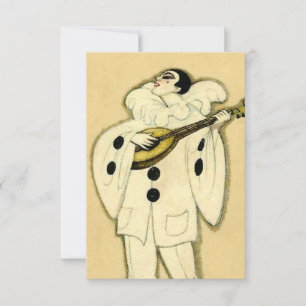 Carte De Remerciements Pierrot Sérénade un Croissant de Lune par Sophia C