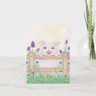 Carte De Remerciements Piglet mignon sur une clôture