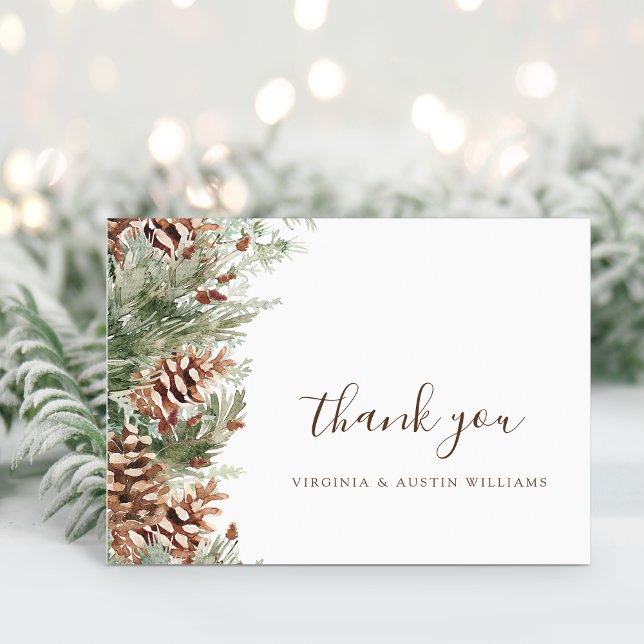 Carte De Remerciements Pin Élégant (Elegant Pinecone Greenery Thank You Card by Painted Paperie
)